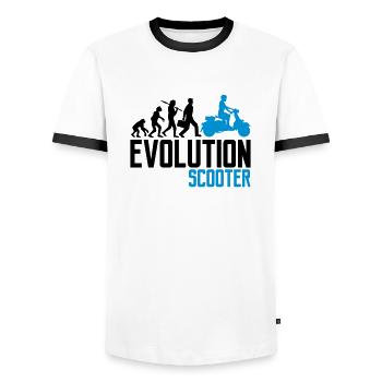 motor evolution electric scooter clipart elek - Men's Ringer Shirt - white/black - Front - AI Model Female 172 light (172cm) & AI Model Male 178 dark (178cm)