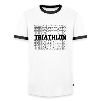 Triathlon - T-shirt contrasté Homme - blanc/noir - Devant - AI Model Female 172 light (172cm) & AI Model Male 178 dark (178cm)