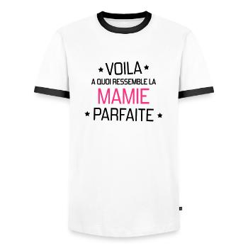 Grandma Oma Großmütter Mamy Mamie Grand-Mère - Men's Ringer Shirt - white/black - Front - AI Model Female 172 light (172cm) & AI Model Male 178 dark (178cm)
