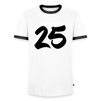 25 - T-shirt contrasté Homme - blanc/noir - Devant - AI Model Female 172 light (172cm) & AI Model Male 178 dark (178cm)