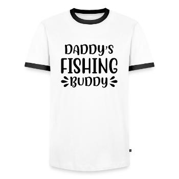 Daddys Fishing Buddy 01 - T-shirt contrasté Homme - blanc/noir - Devant - AI Model Female 172 light (172cm) & AI Model Male 178 dark (178cm)