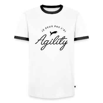 je peux pas j'ai agility - T-shirt contrasté Homme - blanc/noir - Devant - AI Model Female 172 light (172cm) & AI Model Male 178 dark (178cm)