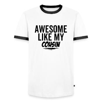 Großartig wie mein Cousin - Männer Kontrast-T-Shirt - Weiß/Schwarz - Vorne - AI Model Female 172 light (172cm) & AI Model Male 178 dark (178cm)