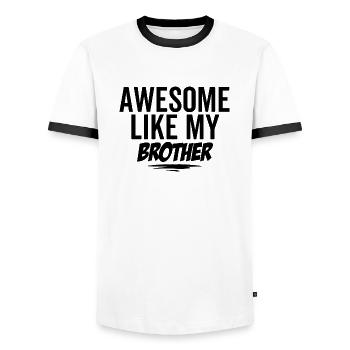 Awesome Like My Brother - Men's Ringer Shirt - white/black - Front - AI Model Female 172 light (172cm) & AI Model Male 178 dark (178cm)