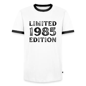 1985 LIMITED EDITION ANNIVERSAIRE METAL FER GRIS - T-shirt contrasté Homme - blanc/noir - Devant - AI Model Female 172 light (172cm) & AI Model Male 178 dark (178cm)