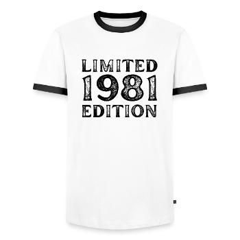 1981 LIMITED EDITION ANNIVERSAIRE METAL FER GRIS - T-shirt contrasté Homme - blanc/noir - Devant - AI Model Female 172 light (172cm) & AI Model Male 178 dark (178cm)