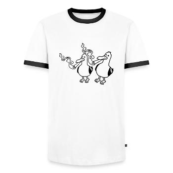 Friends 2 Stoner Seagulls - Men's Ringer Shirt - white/black - Front - AI Model Female 172 light (172cm) & AI Model Male 178 dark (178cm)