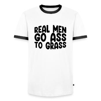Real Men Go Ass To Grass 3 - Männer Kontrast-T-Shirt - Weiß/Schwarz - Vorne - AI Model Female 172 light (172cm) & AI Model Male 178 dark (178cm)