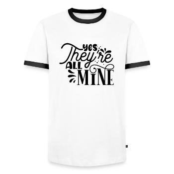 Yes they ́re all Mine - Men's Ringer Shirt - white/black - Front - AI Model Female 172 light (172cm) & AI Model Male 178 dark (178cm)