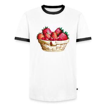 Fraises Fraise Panier de fraises - T-shirt contrasté Homme - blanc/noir - Devant - AI Model Female 172 light (172cm) & AI Model Male 178 dark (178cm)