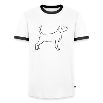 Beagle Lineart 1 - Men's Ringer Shirt - white/black - Front - AI Model Female 172 light (172cm) & AI Model Male 178 dark (178cm)