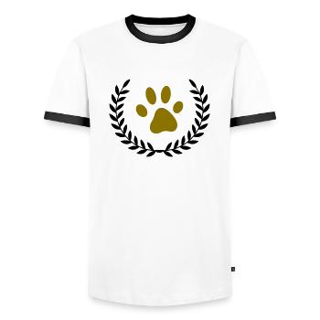 Wreath Paw - Men's Ringer Shirt - white/black - Front - AI Model Female 172 light (172cm) & AI Model Male 178 dark (178cm)