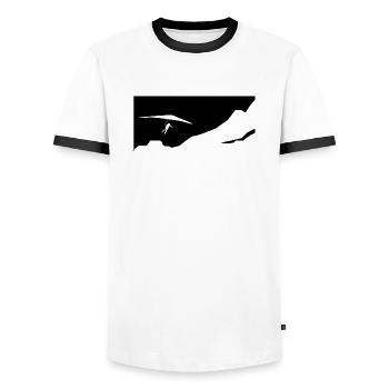 Montagne - Parapente - (12) - T-shirt contrasté Homme - blanc/noir - Devant - AI Model Female 172 light (172cm) & AI Model Male 178 dark (178cm)