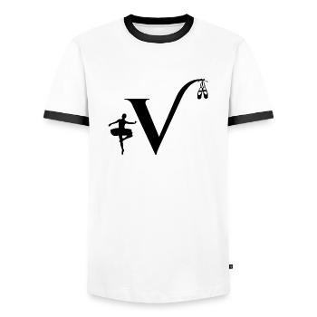Lettre v ballerine - T-shirt contrasté Homme - blanc/noir - Devant - AI Model Female 172 light (172cm) & AI Model Male 178 dark (178cm)