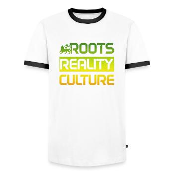Reggae Musik Rastafari Jamaika - Männer Kontrast-T-Shirt - Weiß/Schwarz - Vorne - AI Model Female 172 light (172cm) & AI Model Male 178 dark (178cm)