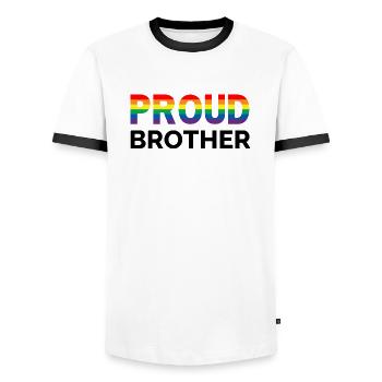 Proud Brother - Men's Ringer Shirt - white/black - Front - AI Model Female 172 light (172cm) & AI Model Male 178 dark (178cm)