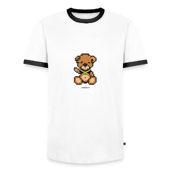 Pixel Bear Jamaica - T-shirt contrasté Homme - blanc/noir - Devant - AI Model Female 172 light (172cm) & AI Model Male 178 dark (178cm)