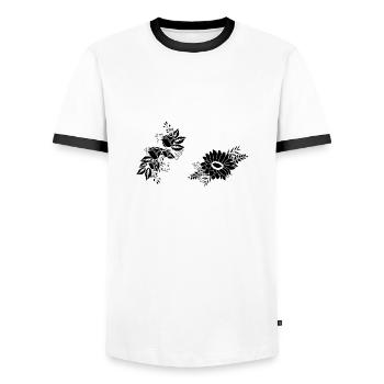 Numéro 12 floral noir -12e anniversaire floral - T-shirt contrasté Homme - blanc/noir - Devant - AI Model Female 172 light (172cm) & AI Model Male 178 dark (178cm)