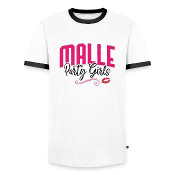 Malle party girls kiss - Men's Ringer Shirt - white/black - Front - AI Model Female 172 light (172cm) & AI Model Male 178 dark (178cm)