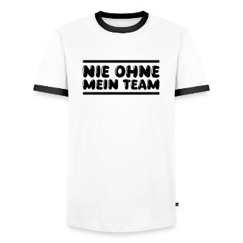Équipe - T-shirt contrasté Homme - blanc/noir - Devant - AI Model Female 172 light (172cm) & AI Model Male 178 dark (178cm)