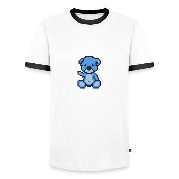 Pixel Bear Bluesky - Men's Ringer Shirt - white/black - Front - AI Model Female 172 light (172cm) & AI Model Male 178 dark (178cm)