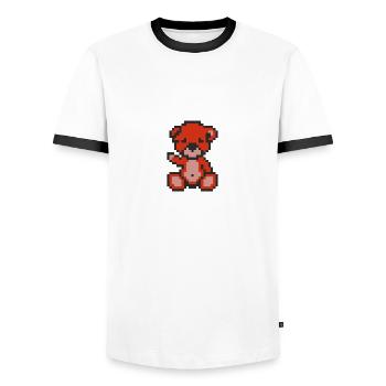 Pixel Bear Pepper - Men's Ringer Shirt - white/black - Front - AI Model Female 172 light (172cm) & AI Model Male 178 dark (178cm)