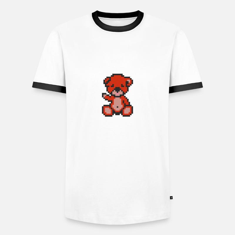 Pixelbär Pfeffer - Männer Kontrast-T-Shirt - Weiß/Schwarz