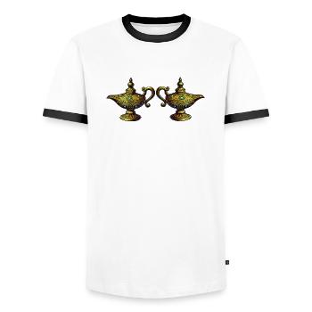 Wunderlampe - Männer Kontrast-T-Shirt - Weiß/Schwarz - Vorne - AI Model Female 172 light (172cm) & AI Model Male 178 dark (178cm)