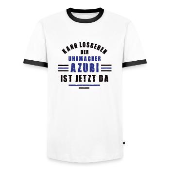 Azubi Uhrmacher Lehre Ausbildung Juwelier - Männer Kontrast-T-Shirt - Weiß/Schwarz - Vorne - AI Model Female 172 light (172cm) & AI Model Male 178 dark (178cm)