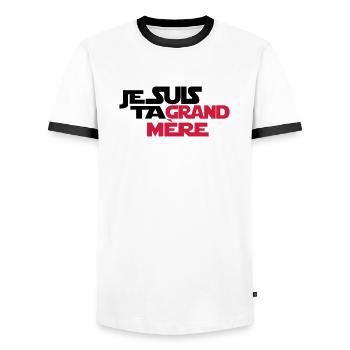 JE SUIS TA grand mère - T-shirt contrasté Homme - blanc/noir - Devant - AI Model Female 172 light (172cm) & AI Model Male 178 dark (178cm)