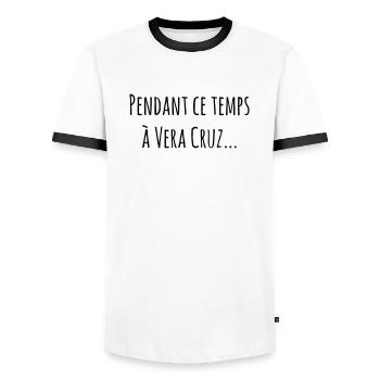 Pendant ce temps à Vera Cruz - T-shirt contrasté Homme - blanc/noir - Devant - AI Model Female 172 light (172cm) & AI Model Male 178 dark (178cm)