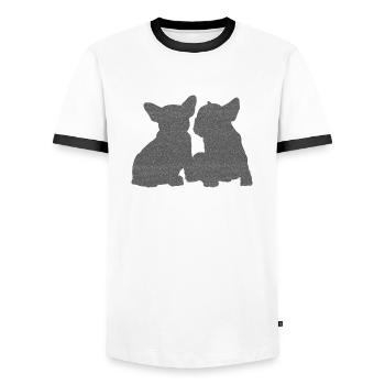 Frenchie French Bulldog glitter optics - Men's Ringer Shirt - white/black - Front - AI Model Female 172 light (172cm) & AI Model Male 178 dark (178cm)