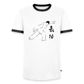 Qi Gong - T-shirt contrasté Homme - blanc/noir - Devant - AI Model Female 172 light (172cm) & AI Model Male 178 dark (178cm)