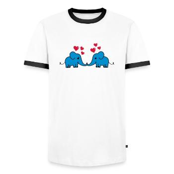 elefant_love - Männer Kontrast-T-Shirt - Weiß/Schwarz - Vorne - AI Model Female 172 light (172cm) & AI Model Male 178 dark (178cm)