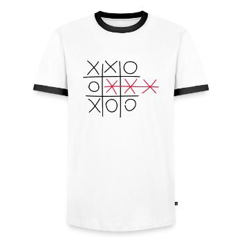 play_fail_f2 - T-shirt contrasté Homme - blanc/noir - Devant - AI Model Female 172 light (172cm) & AI Model Male 178 dark (178cm)