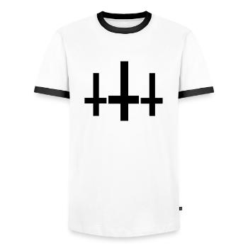 Kreuz - Männer Kontrast-T-Shirt - Weiß/Schwarz - Vorne - AI Model Female 172 light (172cm) & AI Model Male 178 dark (178cm)