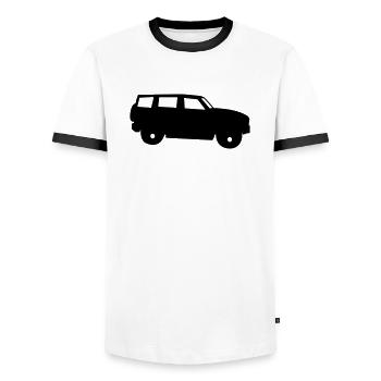 auto - Männer Kontrast-T-Shirt - Weiß/Schwarz - Vorne - AI Model Female 172 light (172cm) & AI Model Male 178 dark (178cm)