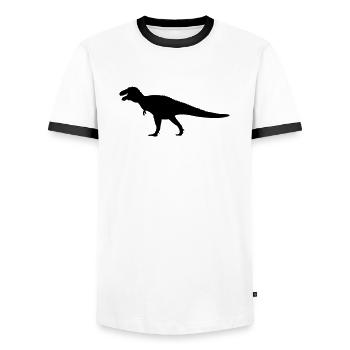 dino - Männer Kontrast-T-Shirt - Weiß/Schwarz - Vorne - AI Model Female 172 light (172cm) & AI Model Male 178 dark (178cm)