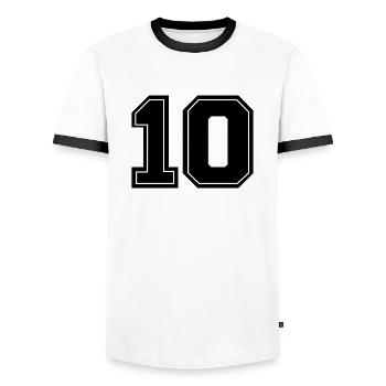 10number - Männer Kontrast-T-Shirt - Weiß/Schwarz - Vorne - AI Model Female 172 light (172cm) & AI Model Male 178 dark (178cm)