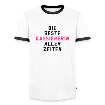 Kassierer Kassiererin Handel Verkäufer Kasse - Männer Kontrast-T-Shirt - Weiß/Schwarz - Vorne - AI Model Female 172 light (172cm) & AI Model Male 178 dark (178cm)