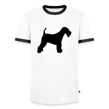 Airedale Terrier - Männer Kontrast-T-Shirt - Weiß/Schwarz - Vorne - AI Model Female 172 light (172cm) & AI Model Male 178 dark (178cm)