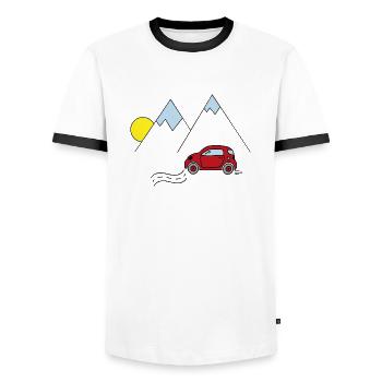 Car - Men's Ringer Shirt - white/black - Front - AI Model Female 172 light (172cm) & AI Model Male 178 dark (178cm)