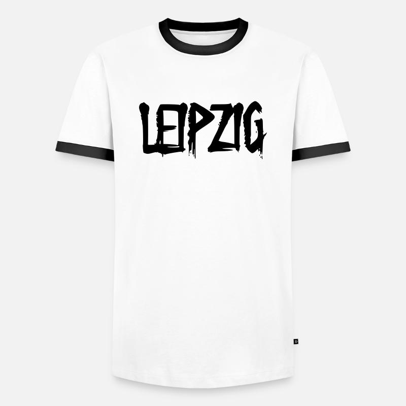Leipzig - Männer Kontrast-T-Shirt - Weiß/Schwarz