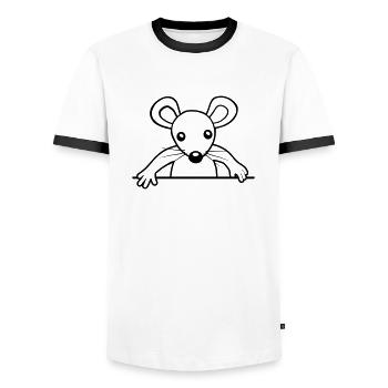 Cute behind the wall - Men's Ringer Shirt - white/black - Front - AI Model Female 172 light (172cm) & AI Model Male 178 dark (178cm)