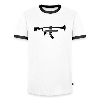 Trompeten Gewehr - Männer Kontrast-T-Shirt - Weiß/Schwarz - Vorne - AI Model Female 172 light (172cm) & AI Model Male 178 dark (178cm)