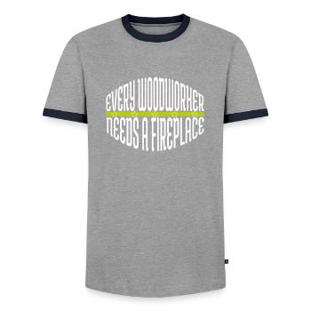 cutter tree bday carpenter baby and toddler shirts - Men's Ringer Shirt - grey/navy  - Front - AI Model Female 172 light (172cm) & AI Model Male 178 light (178cm)