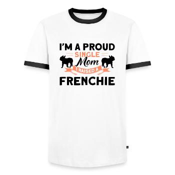 Frenchie Bulldog French Bulldog Gift - Men's Ringer Shirt - white/black - Front - AI Model Female 172 light (172cm) & AI Model Male 178 dark (178cm)