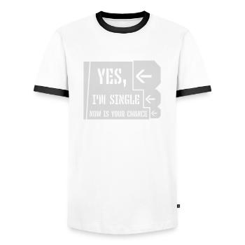 single now your chance - Männer Kontrast-T-Shirt - Weiß/Schwarz - Vorne - AI Model Female 172 light (172cm) & AI Model Male 178 dark (178cm)