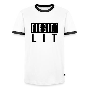 Dinosaur Fan Beach Holiday Santa Awesome - Men's Ringer Shirt - white/black - Front - AI Model Female 172 light (172cm) & AI Model Male 178 dark (178cm)
