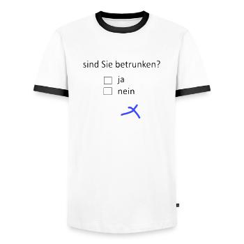 sind Sie betrunken? - Männer Kontrast-T-Shirt - Weiß/Schwarz - Vorne - AI Model Female 172 light (172cm) & AI Model Male 178 dark (178cm)